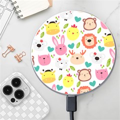 Cute Animals Cartoon Seamless Background Wireless Charger by danenraven