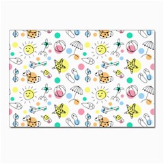 Summer Pattern Colorful Drawing Doodle Postcards 5  X 7  (pkg Of 10) by danenraven