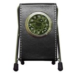 Green Bacteria Digital Wallpaper Eyes Look Biology Pattern Pen Holder Desk Clock Front