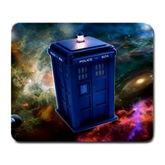 The Police Box Tardis Time Travel Device Used Doctor Who Large Mousepad by Jancukart