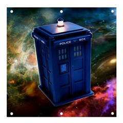 The Police Box Tardis Time Travel Device Used Doctor Who Banner And Sign 4  X 4  by Jancukart