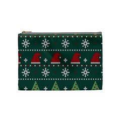 Beautiful Knitted Christmas Xmas Pattern Cosmetic Bag (medium) by Jancukart