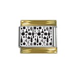 Wine Pattern Black White Gold Trim Italian Charm (9mm) Front