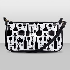 Wine Pattern Black White Shoulder Clutch Bag by Jancukart