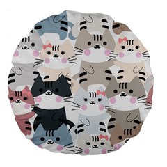 Cute-cat-couple-seamless-pattern-cartoon Large 18  Premium Flano Round Cushions by Jancukart