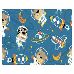 Seamless-pattern-funny-astronaut-outer-space-transportation Double Sided Flano Blanket (medium)  by Jancukart