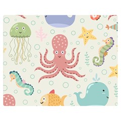 Underwater-seamless-pattern-light-background-funny Double Sided Flano Blanket (medium)  by Jancukart