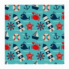 Seamless-pattern-nautical-icons-cartoon-style Medium Glasses Cloth (2 Sides) by Jancukart