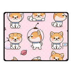 Set Kawaii Smile Japanese Dog Cartoon Fleece Blanket (small) by Wegoenart