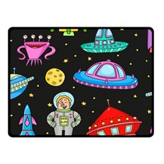 Seamless Pattern With Space Object Ufo Rocket Alien Hand Drawn Element Space Fleece Blanket (small) by Wegoenart