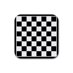 Chess Board Background Design Rubber Square Coaster (4 Pack) by Wegoenart