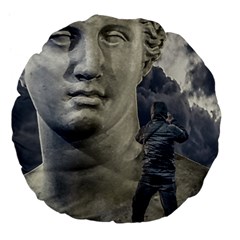 Men Taking Photos Of Greek Goddess Large 18  Premium Flano Round Cushions by dflcprintsclothing