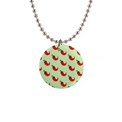 Small Mini Peppers Green 1  Button Necklace by ConteMonfrey