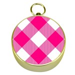 Pink and white diagonal plaids Gold Compasses Front