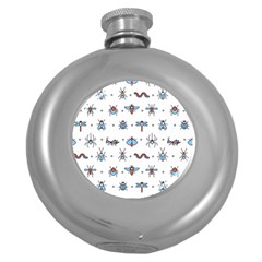 Insect Icon Seamless Pattern Round Hip Flask (5 Oz) by Wegoenart