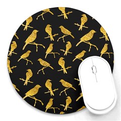 Background-with-golden-birds Round Mousepad by Wegoenart