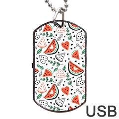 Seamless-vector-pattern-with-watermelons-mint Dog Tag Usb Flash (two Sides) by Wegoenart