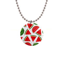 Watermelon Cuties White 1  Button Necklace by ConteMonfrey