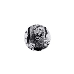 Drawing Angry Male Lion Roar Animal 1  Mini Buttons by danenraven