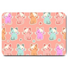 Cute Kawaii Kittens Seamless Pattern Large Doormat by Wegoenart