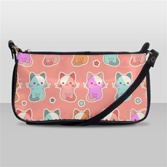 Cute Kawaii Kittens Seamless Pattern Shoulder Clutch Bag by Wegoenart