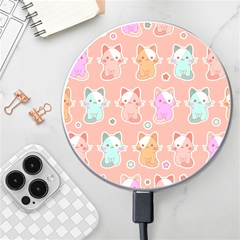 Cute Kawaii Kittens Seamless Pattern Wireless Charger by Wegoenart