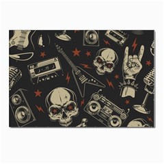 Grunge Seamless Pattern With Skulls Postcards 5  X 7  (pkg Of 10) by Wegoenart