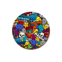 Graffiti Characters Seamless Pattern Magnet 3  (round) by Wegoenart