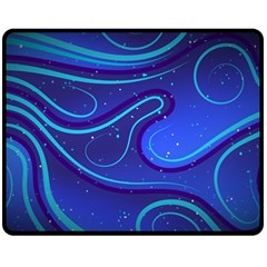 Wavy Abstract Blue Fleece Blanket (medium)  by Ravend