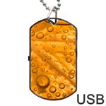 Lime Water Bubbles Macro Light Detail Background Dog Tag USB Flash (Two Sides) Front