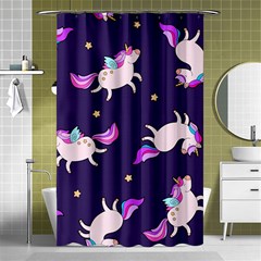 Fantasy Fat Unicorn Horse-pattern Fabric Design Shower Curtain 48  X 72  (small)  by Wegoenart