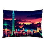Cityscape Building Painting 3d City Illustration Pillow Case (Two Sides) Back