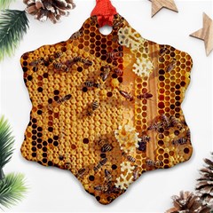 Insect Macro Honey Bee Animal Snowflake Ornament (two Sides) by Wegoenart