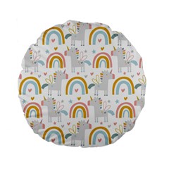 Unicorns, Hearts And Rainbows Standard 15  Premium Flano Round Cushions by ConteMonfrey