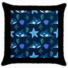 Whale And Starfish  Throw Pillow Case (black) by ConteMonfrey