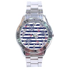 Seamless Marine Pattern Stainless Steel Analogue Watch by BangZart