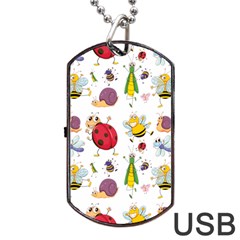 Cute Cartoon Insects Seamless Background Dog Tag Usb Flash (two Sides) by Jancukart