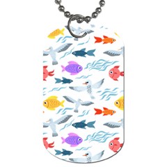 Animal Fish Bird Animals Ocean Pattern Dog Tag (two Sides) by Jancukart