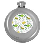 Hamburger With Fruits Seamless Pattern Round Hip Flask (5 oz) Front