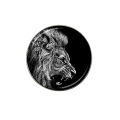 Roar Angry Male Lion Black Hat Clip Ball Marker by danenraven