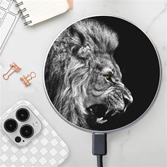 Roar Angry Male Lion Black Wireless Charger by danenraven