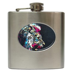 Angry Male Lion Roar Hip Flask (6 Oz) by danenraven