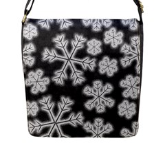 Snowflakes And Star Patterns Grey Frost Flap Closure Messenger Bag (l) by artworkshop