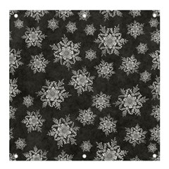 Snowflakes And Star Patterns Grey Snow Banner And Sign 4  X 4  by artworkshop