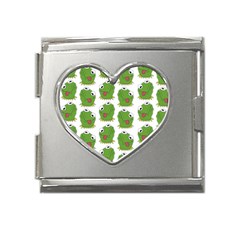 Kermit The Frog Pattern Mega Link Heart Italian Charm (18mm) by Valentinaart