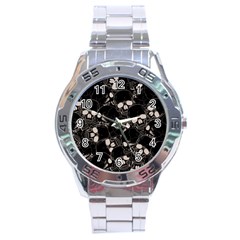 Skull Pattern Stainless Steel Analogue Watch by Valentinaart