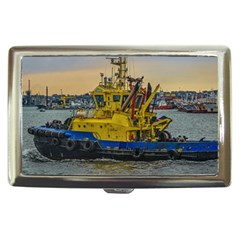 Tugboat Sailing At River, Montevideo, Uruguay Cigarette Money Case by dflcprintsclothing