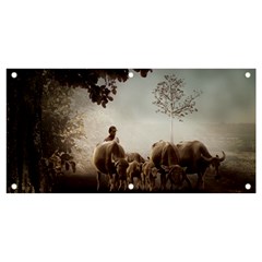 Man Cattle Animals Cows Bulls Calves Mammals Banner And Sign 4  X 2  by danenraven