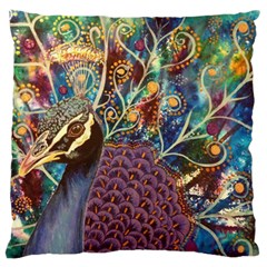 Peacock Mixed Media Bird Animal Large Flano Cushion Case (two Sides) by danenraven