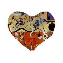 Carnival Of The Harlequin Art Standard 16  Premium Flano Heart Shape Cushions by danenraven